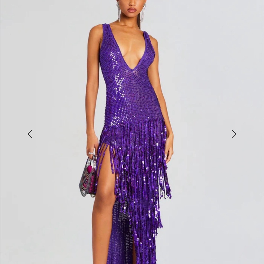 Retrofete Vivid Purple Asymmetrical Sequin Dress
